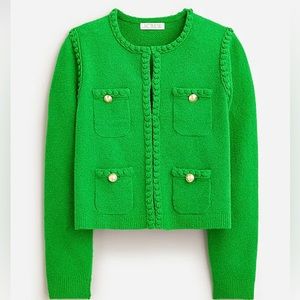 J.Crew Odette sweater lady jacket in cotton-blend bouclé green XS